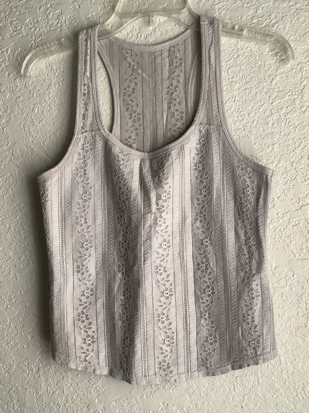 Hollister light Gray Lace-Striped Racerback Tank